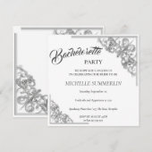 Silver Border Bachelorette Party Invitation Kaart (Voorkant / Achterkant)