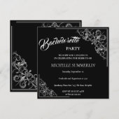 Silver Border Bachelorette Party Invitation Kaart (Voorkant / Achterkant)
