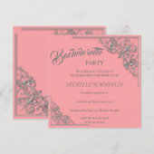 Silver Border Bachelorette Party Invitation Kaart (Voorkant / Achterkant)