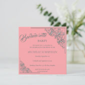 Silver Border Bachelorette Party Invitation Kaart (Staand voorkant)