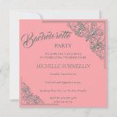 Silver Border Bachelorette Party Invitation Kaart (Voorkant)