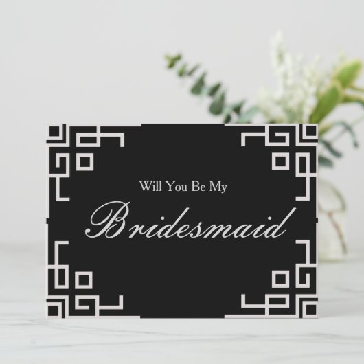 Silver Border Confetti Zal je mijn Bridesmaid zijn Kaart (Staand voorkant)