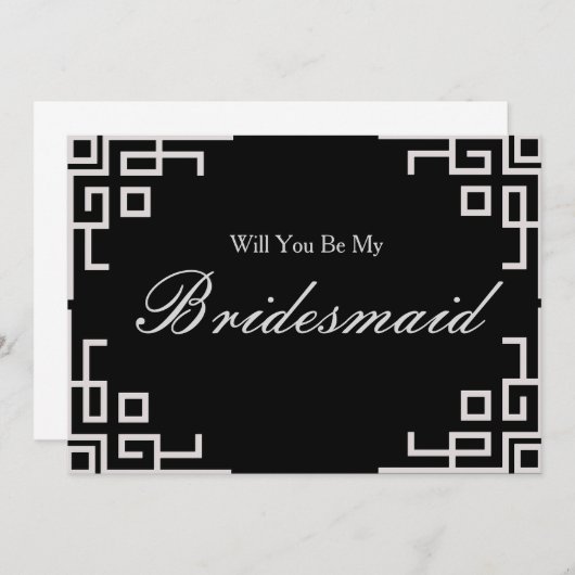 Silver Border Confetti Zal je mijn Bridesmaid zijn Kaart (Voorkant / Achterkant)