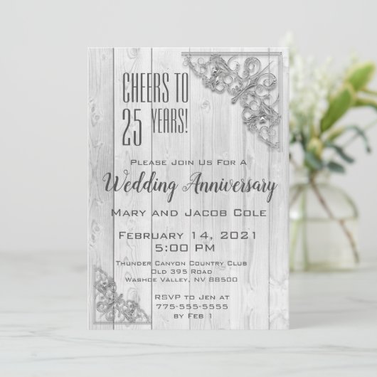 Silver Border Jubileum Celebration Kaart (Staand voorkant)