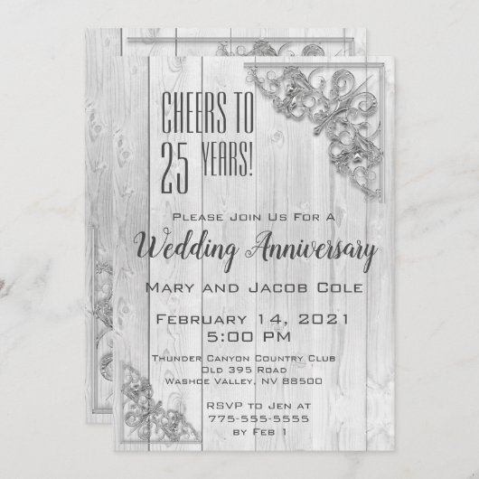 Silver Border Jubileum Celebration Kaart (Voorkant / Achterkant)