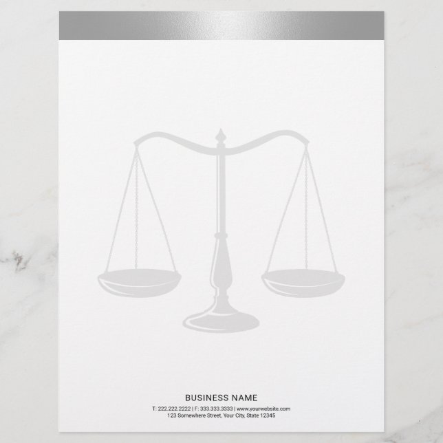Silver Border Lawyer Scale Attorney of Law Briefhoofd (Voorkant)