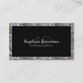 Silver Border Makeup Artist Damask Card Shimmering Visitekaartje