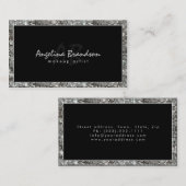 Silver Border Makeup Artist Damask Card Shimmering Visitekaartje (Voorkant / Achterkant)