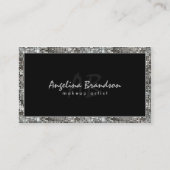 Silver Border Makeup Artist Damask Card Shimmering Visitekaartje (Voorkant)