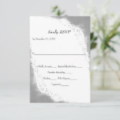 Silver Border met Food Entree Wedding RSVP Kaart (Staand voorkant)