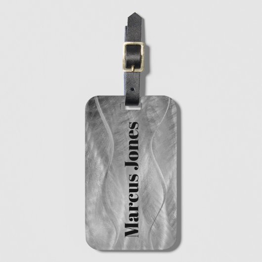 Silver Borhed Metal Abstract Bagagelabel (Voorkant (verticaal))