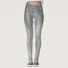 Silver Borhed Metal Abstract Leggings