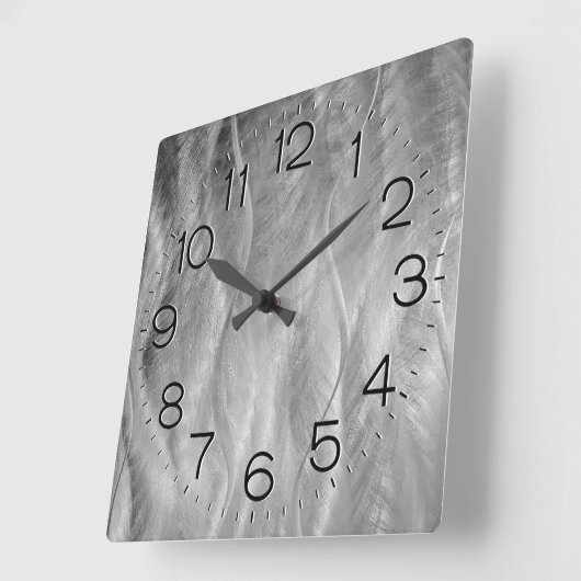 Silver Borhed Metal Abstract Vierkante Klok (Hoek)