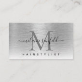 Silver Borhed Metal Elegant Monogram Modern Visitekaartje (Voorkant)