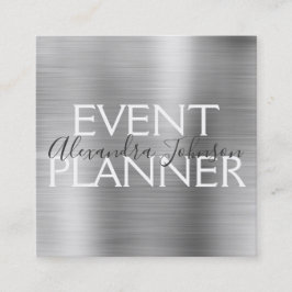 Silver Borhed Metal Event Planner Vierkante Visitekaartje