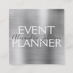 Silver Borhed Metal Event Planner Vierkante Visitekaartje