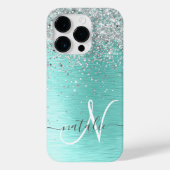Silver Borhed Metal Glitter Monogram Name Hoesje-M Case-Mate iPhone Case (Achterkant)