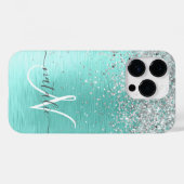 Silver Borhed Metal Glitter Monogram Name Hoesje-M Case-Mate iPhone Case (Achterkant (horizontaal))