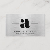 Silver Borhed Metal Letter A Monogram Hair Makeup Visitekaartje (Voorkant)