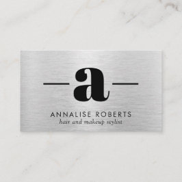 Silver Borhed Metal Letter A Monogram Hair Makeup Visitekaartje