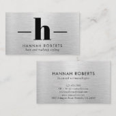Silver Borhed Metal Letter H Monogram Hair Makeup Visitekaartje (Voorkant / Achterkant)