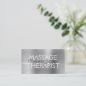 Silver Borhed Metal Massage Therapist Visitekaartje (Staand voorkant)