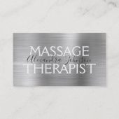 Silver Borhed Metal Massage Therapist Visitekaartje (Voorkant)