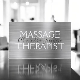 Silver Borhed Metal Massage Therapist Visitekaartje