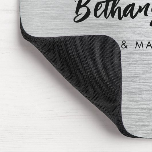 Silver Borhed Metal Modern Script Haar en Makeup Muismat (Hoek)