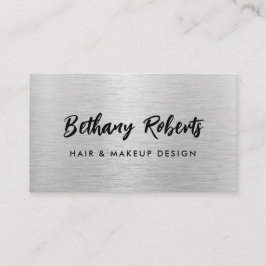 Silver Borhed Metal Modern Script Haar en Makeup Visitekaartje