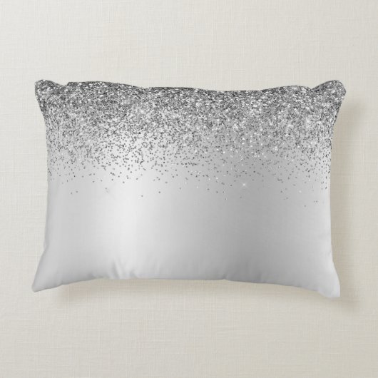 Silver Borhed Metal Monogram Naam Modern Accent Kussen (Achterkant)