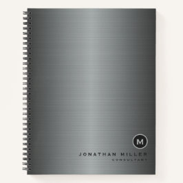 Silver Borhed Metal Simple Monogram Notitieboek