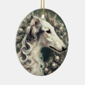 Silver Borzoi Wreath-Ornament Keramisch Ornament (Rechts)