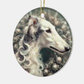 Silver Borzoi Wreath-Ornament Keramisch Ornament (Links)
