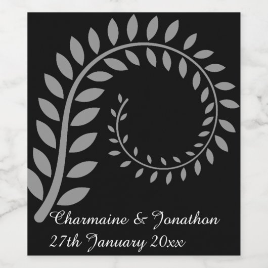 SILVER BOTANICAL BLACK  WINE ETIKET (Enkel label)