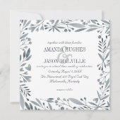 Silver Botanical | Bloemenbruiloft | Vierkant | Kaart (Voorkant)