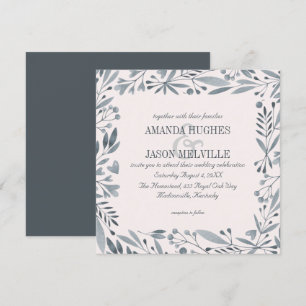 Silver Botanical Florence bruiloft roze Vierka Kaart