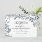 Silver Botanical | Florence bruiloft-uitnodiging Kaart (Staand voorkant)