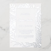 Silver botanical luxury winter birthday folie uitnodiging (Voorkant)