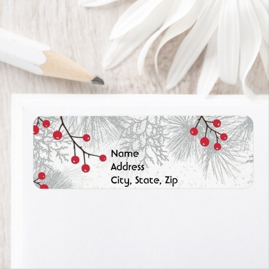 Silver boughs en berries Label (Insitu)