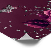 Silver Bourgondië Roos Quinceanera teken welkom Poster (Hoek)