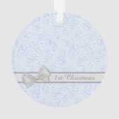 Silver Bow Blue Pastel Baby eerste kerstfoto Ornament (achterkant)