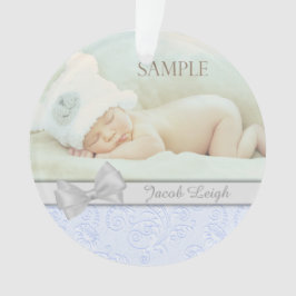 Silver Bow Blue Pastel Baby eerste kerstfoto Ornament