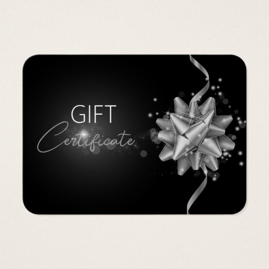 Silver Bow Classy Luminous Elegant Black Gift Card Visitekaartje (Voorkant)