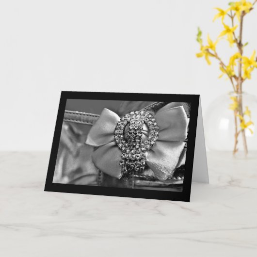 Silver Bow en Crystals Kaart (Gele Bloem)