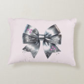 Silver Bow Faux Glitter gepersonaliseerd Accent Kussen (Achterkant)