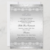 Silver Bow & Lace Quinceanera Birthday Uitnodiging (Achterkant)