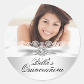 Silver Bow & Lace Quinceanera Sticker (Voorkant)
