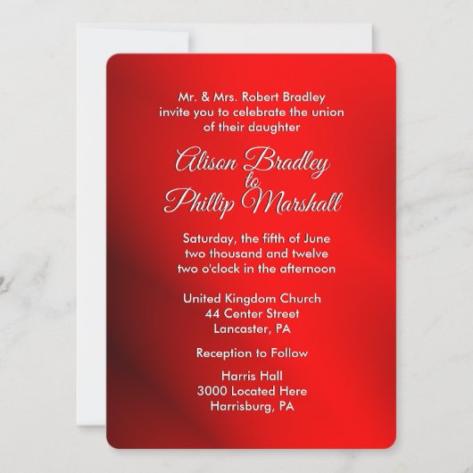 Silver Bow Red Kerstthema Uitnodiging tot weddensc (Voorkant)