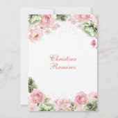 Silver Bow Sage Pink Coquette Floral Quinceanera Kaart (Achterkant)